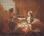 LOO, Carle van Une Sultane Prenant le cafe que lui presente une negresse (mk32) oil painting